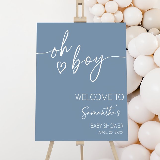 Editable Boy Minimalist Baby Shower Welcome Sign  (Creator Uploaded)