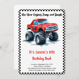 Editable Boy Monster Truck Birthday Invitation