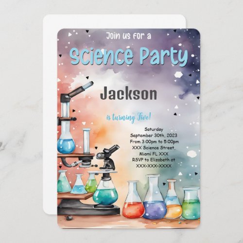 Editable Boy Science Birthday Party  Invitation