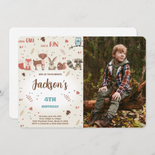Editable Boy Woodland Birthday Photo Invitation