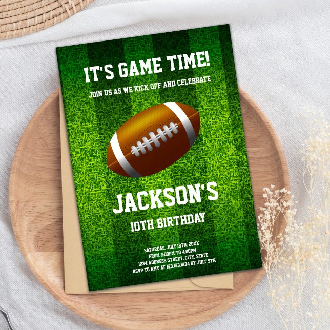 Editable Boys Outdoor Sports Party Invite (Grass Football Birthday Invitations)