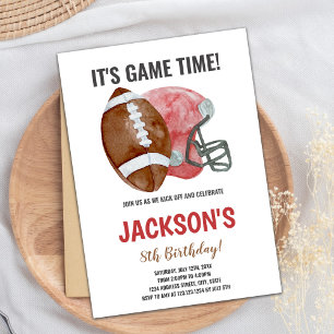 Editable Boys Sports Party Card with Classic Ball 
