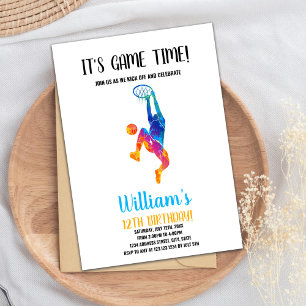 Editable Boys Sports Party Card with Court Theme