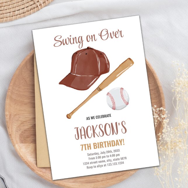 Editable Boys Sports Party Card with Red Stitch De (Baseballs Birthday Invitations)