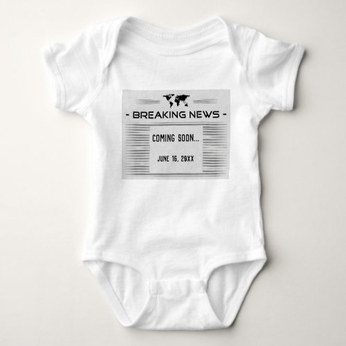 Editable Breaking News Birth Announcement Baby Bodysuit