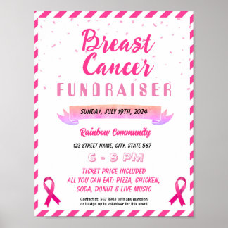 Editable Breast Cancer Benefit Fundraiser template Poster