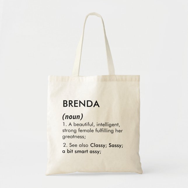 Editable Brenda name definition, custom name Tote Bag (Front)