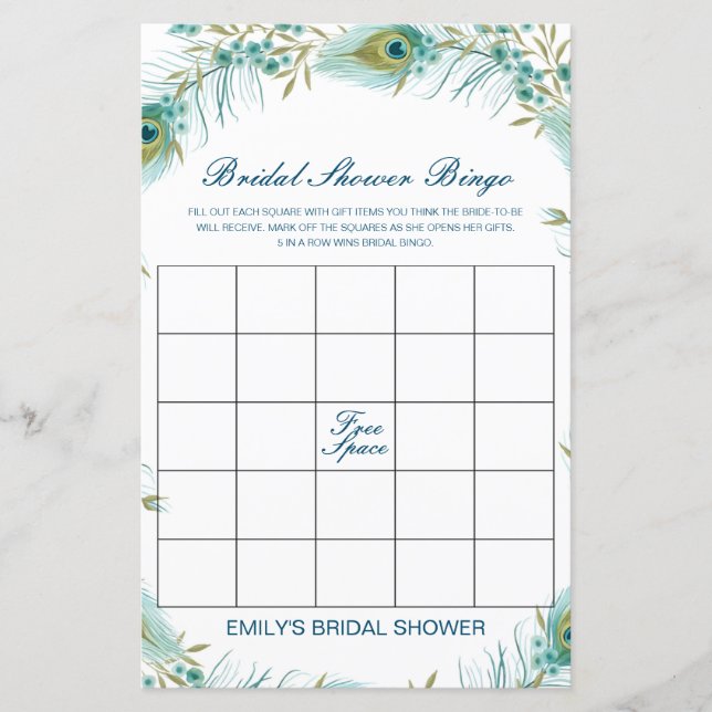 Editable Bridal Bingo Bridal Shower Game PRINTED (Front)