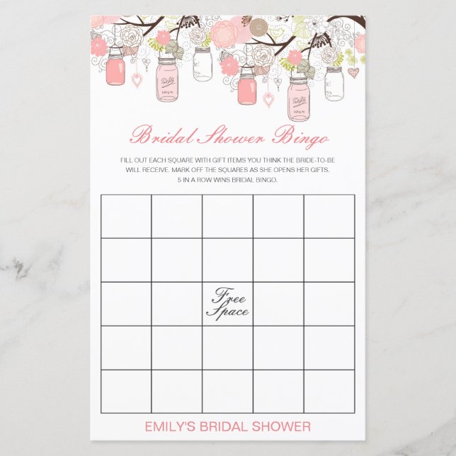 Editable Bridal Bingo Bridal Shower Game PRINTED (Front)