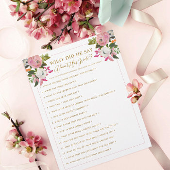Editable Bridal Shower Game Pink Gold Floral by beckynimoy at Zazzle