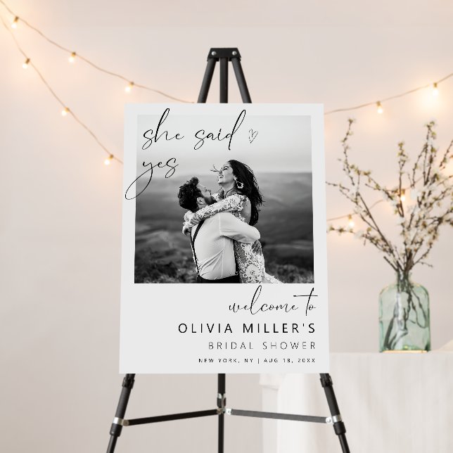 Editable Bridal Shower Welcome Sign, She Said Yes  Foam Board (In Situ (Stand))