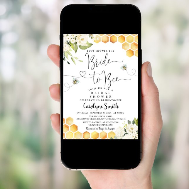 Editable Bride to Bee Bridal Shower Invitation (Front Digital)