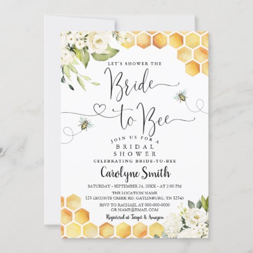 Editable Bride to Bee Bridal Shower Invitation