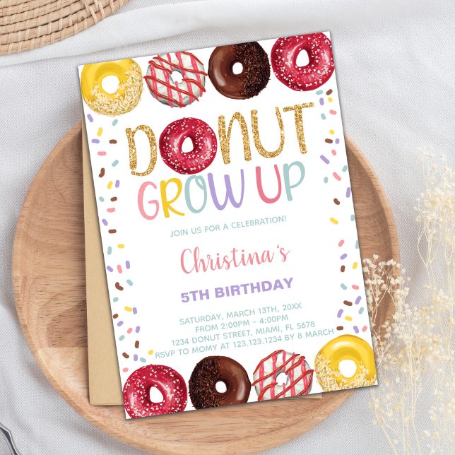 Editable Bright & Fun Party Invite (Yellow Donut Birthday Invitations)