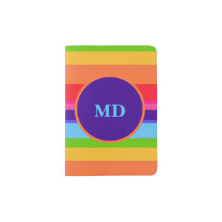 Editable Bright Stripes  Passport Holder