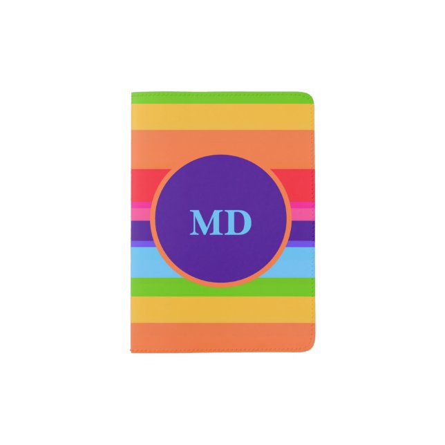 Editable Bright Stripes  Passport Holder (Front)