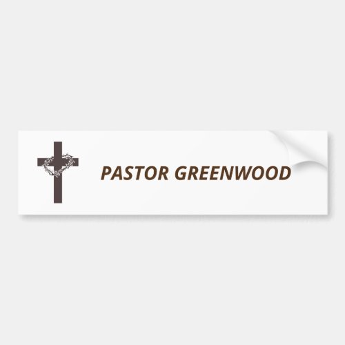 Editable Brown Crucifix With Thorns Name Bumper Sticker