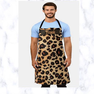 Editable Brown Leopard Print Personalized Apron