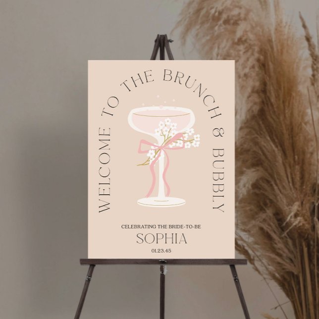 Editable Brunch and Bubbly Welcome Sign Template,  (Creator Uploaded)