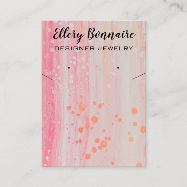 Editable Bubbles on Pink Jewelry Holder Cards (Front)