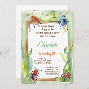 Editable Bug Birthday Party Invitation