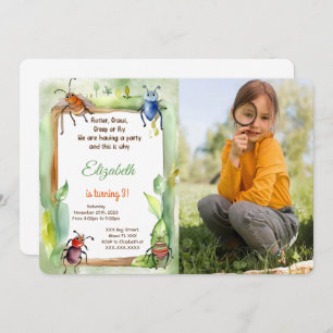 Editable Bug Birthday Party Invitation