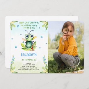 Editable Bug Birthday Photo Invitation