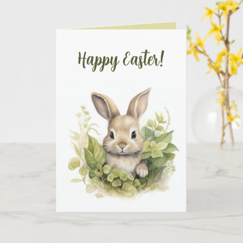 Editable Bunny and Leaves Easter