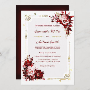 Editable Burgundy and Gold Wedding Template