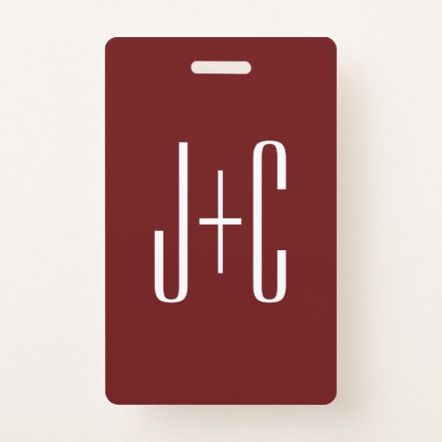 Editable Burgundy Red Background  White Text  Badge