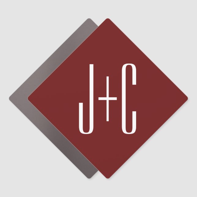 Editable Burgundy Red Background & White Text  Car Magnet (Front)