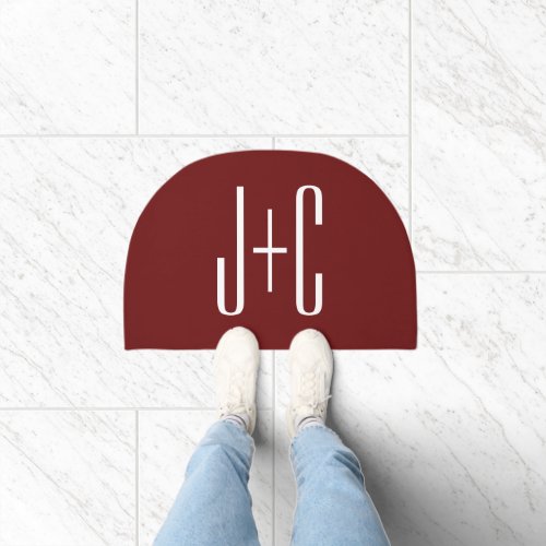 Editable Burgundy Red Background  White Text  Doormat