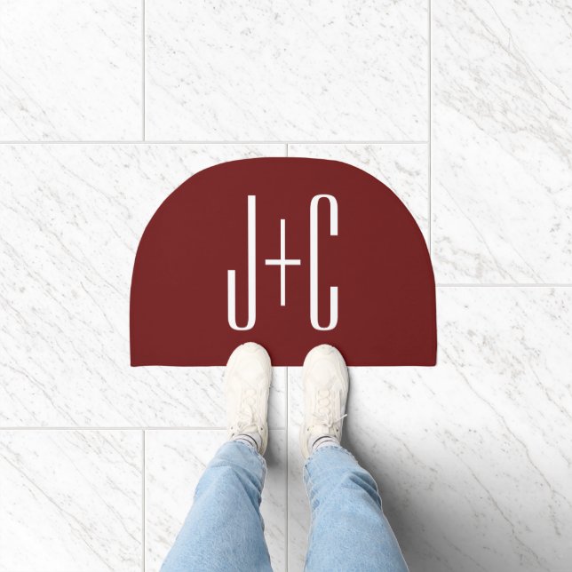 Editable Burgundy Red Background & White Text  Doormat (Indoor)