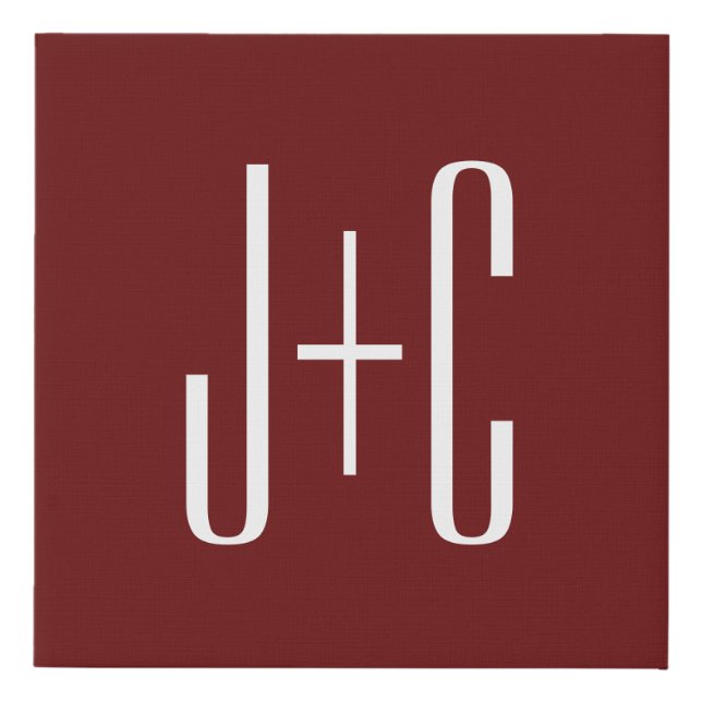 Editable Burgundy Red Background & White Text  Faux Canvas Print (Front)