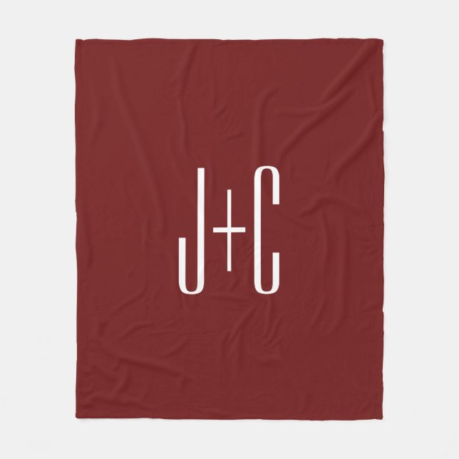Editable Burgundy Red Background & White Text  Fleece Blanket (Front)
