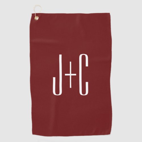 Editable Burgundy Red Background  White Text  Golf Towel