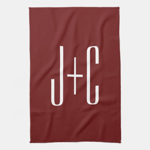 Editable Burgundy Red Background  White Text  Kitchen Towel