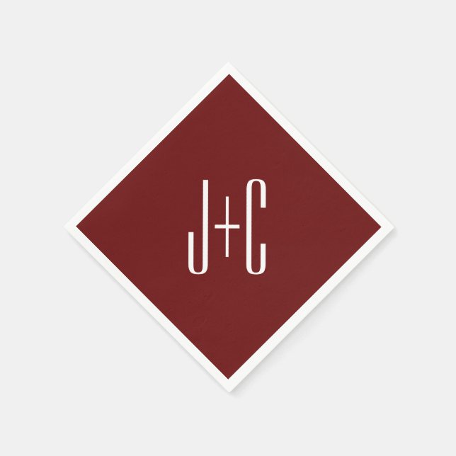 Editable Burgundy Red Background & White Text  Napkins (Corner)