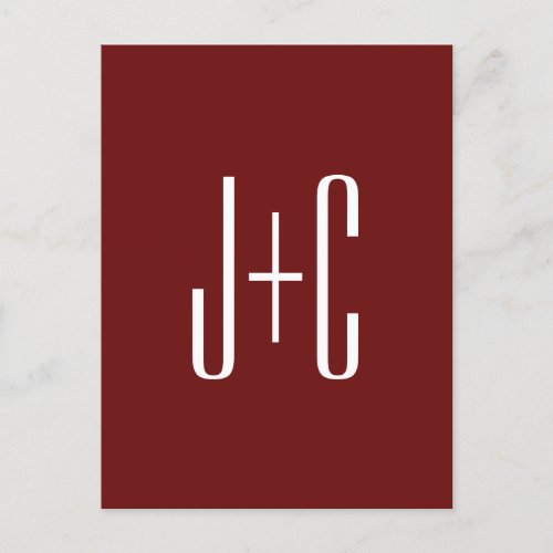 Editable Burgundy Red Background  White Text  Postcard
