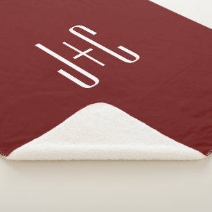 Editable Burgundy Red Background & White Text Sherpa Blanket