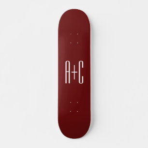 Editable Burgundy Red Background & White Text  Skateboard