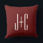 Editable Burgundy Red Background & White Text  Throw Pillow<br><div class="desc">Customizable design for a couples monogram or any other text you like,  edit as you wish!</div>