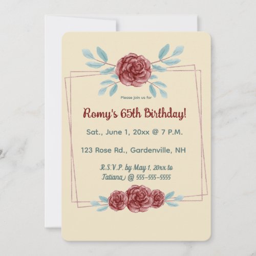 Editable Burgundy Roses in a Double Gold Frame