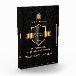 Editable business award black gold custom employee
