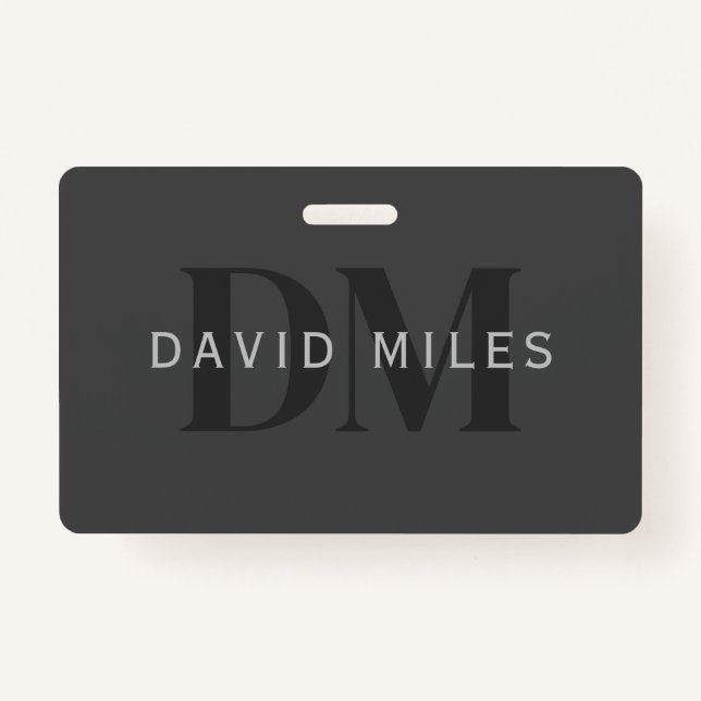 Editable Business Name (or any other text) Gray Badge (Front)
