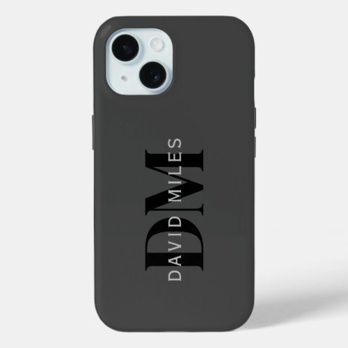 Editable Business Name or any other text Gray iPhone 15 Case