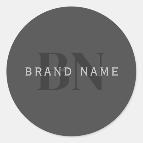 Editable Business Name or any other text Gray Classic Round Sticker