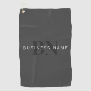 Editable Business Name (or any other text) Gray Golf Towel