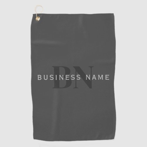 Editable Business Name or any other text Gray Golf Towel