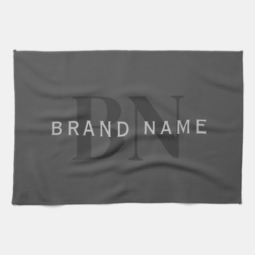 Editable Business Name or any other text Gray Kitchen Towel